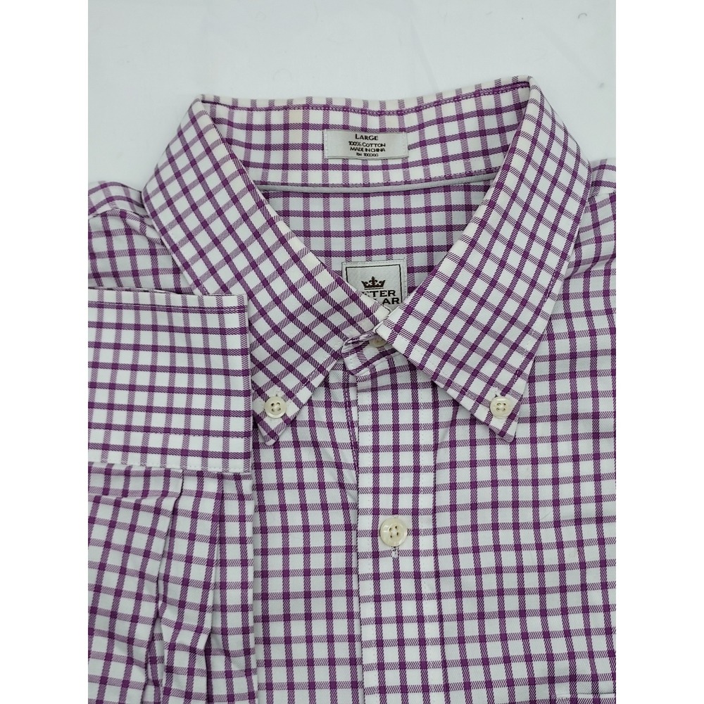 Peter Millar‎ Nanotex Easycare Purple Gingham Check Dress Shirt - Large